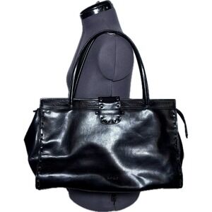 XOXO Large Whipstitch Tote Bag Y2K Grunge Black Vinyl DAMAGED Fair